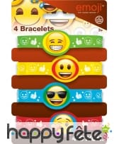 4 Bracelets en caoutchouc émoticones, image 2
