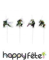 4 bougies Tortues Ninja sur bâton