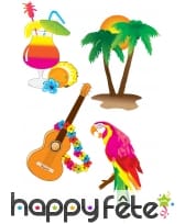 4 Décors Hawai en carton plat