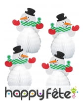 4 Mini Bonhomme de neige centre de table, 15cm