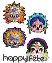 4 Masques Dia de los muertos de déco
