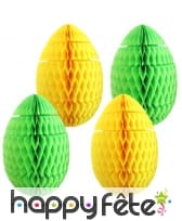 4 oeufs de pâques alvéolés anis et jaune, 15 cm