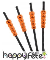 4 Pailles décorées de citrouilles en relief