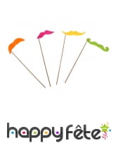 4 photobooth Moustaches fluos