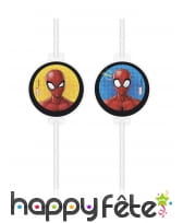 4 Pailles Spiderman en plastique
