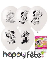 5 ballons à colorier Minnie Mouse