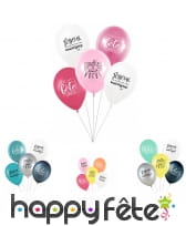 5 Ballons avec message d'anniversaire