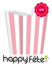 5 Boîtes à popcorn rose et blanc