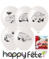 5 ballons Cars à colorier