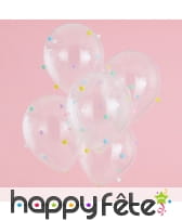 5 Ballons confettis transparents de 30cm, image 1