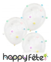 5 Ballons confettis transparents de 30cm
