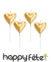 5 Bougies coeur dorée de 8 cm