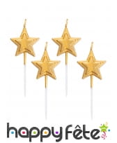 5 Bougies étoile dorée de 8 cm