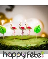 5 Bougies flamant rose et feuille tropicale, 3,5cm, image 1