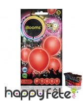 5 ballons rouges lumineux