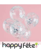5 Ballons transparents avec confettis irisés, image 1