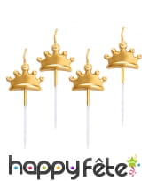 5 Bougies tiare dorée de 8 cm