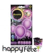 5 ballons violets lumineux