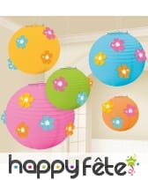 5 lanternes boules fleuries