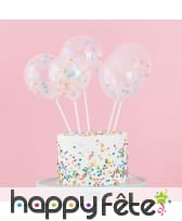 5 petits Ballons confettis transparents sur tige, image 1