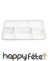 50 plateaux repas 5 compartiments blanc