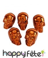 5 petites têtes de mort coloris cuivre métallique