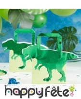 5 Sacs cadeaux T-rex vert en papier de 22,5 cm, image 1