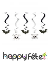 5 suspensions chauve souris et crâne