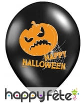 6 Ballons Citrouille Halloween sur fond noir