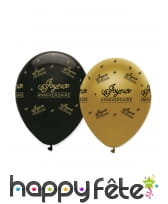 6 Ballons d'anniversaire noir et or, image 1