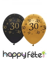 6 Ballons d'anniversaire noir et or, image 4
