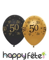 6 Ballons d'anniversaire noir et or, image 5