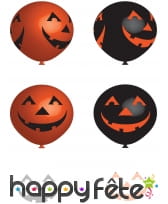 6 Ballons de visage de citrouille orange et noir, image 1