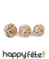 6 Boules de corde naturelle de 3cm