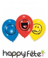 6 Ballons imprimé émoticônes