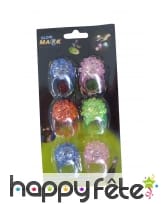 6 bagues lumineuses en caoutchouc pour enfant