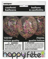 6 Ballons transparents avec confettis phospho, image 2