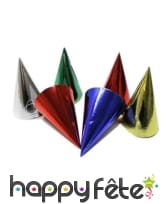 6 chapeaux cotillons pointus métallisés