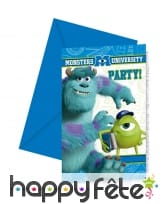 6 cartes d'invitation Monster University