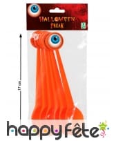 6 Cuillères oranges avec oeil, Halloween, 17cm, image 1