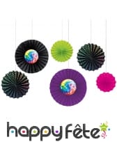 6 éventails imprimés disco