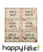 6 Etiquettes pour bouteilles de Halloween