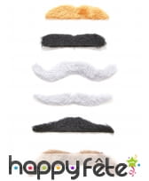 6 moustaches adhésives multi formes et couleurs