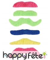 6 Moustaches fluos adhésives
