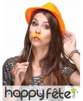 6 moustaches fluos sur pics, pour photo, image 1