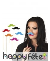 6 moustaches fluos sur pics, pour photo, image 2
