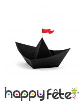 6 origamis en forme de bateau noirs de 19 cm