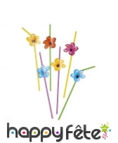 6 pailles avec fleur d'hibiscus