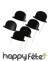 6 photobooth Chapeaux melons noirs