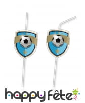 6 Pailles Foot avec m&eacute;daillon